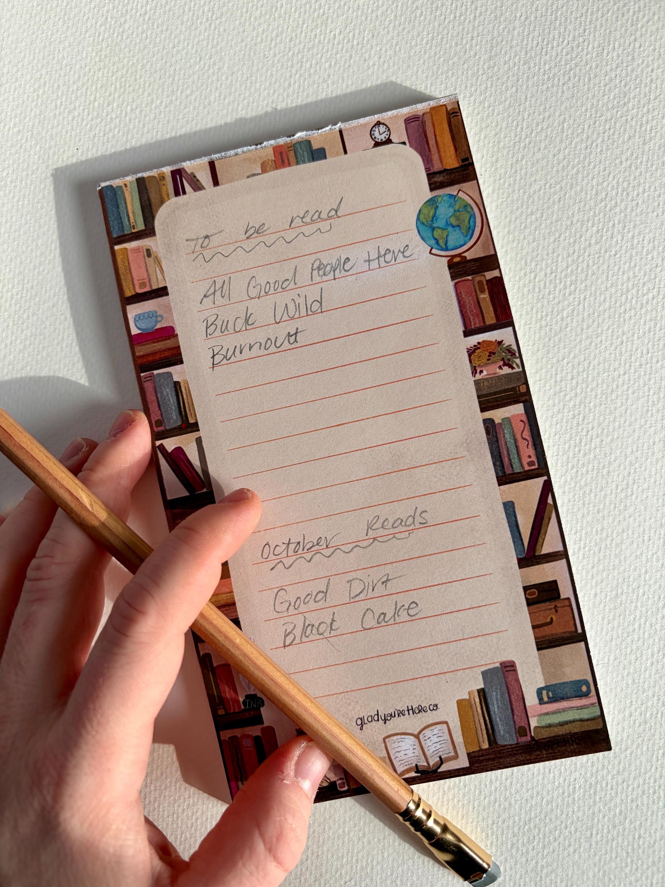 Library Bookshelf Notepad With Magnet Option | Book Lover Lined Notepad ...