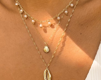 Dainty Gold Shell Necklace, 14k Gold, Scallop Seashell Charm Jewelry, Dainty Bridesmaid Jewelry, Dainty Mermaid Jewelry, Minimalist Jewelry