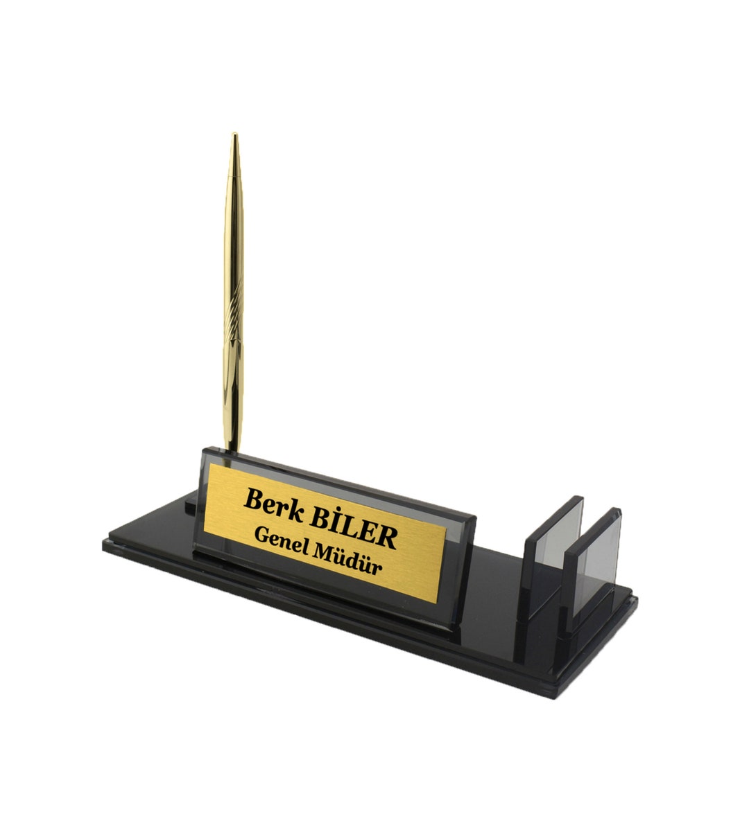 Personalized Glass Desk Name Plate, Custom Office Name Sign, Glass