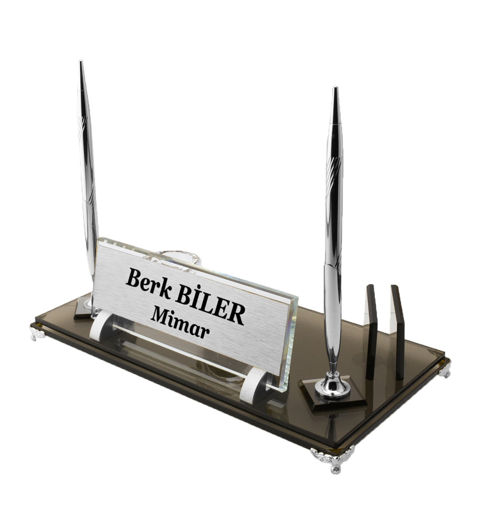 Personalized Desk Name Plate Glass, Custom Office Name Sign, Glass