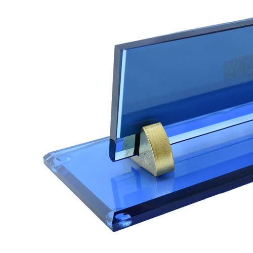 Personalized Desk Name Plate Glass, Custom Office Name Sign, Glass