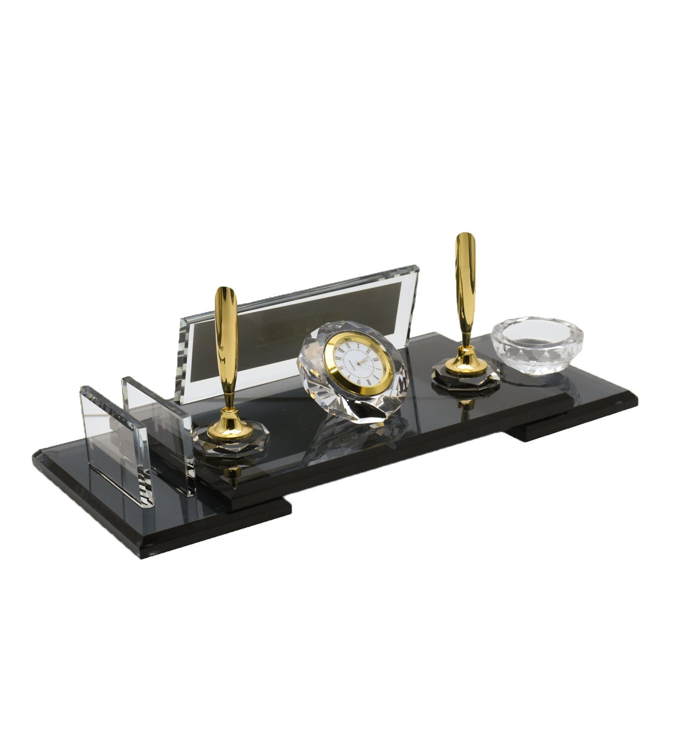Glass desk name plate