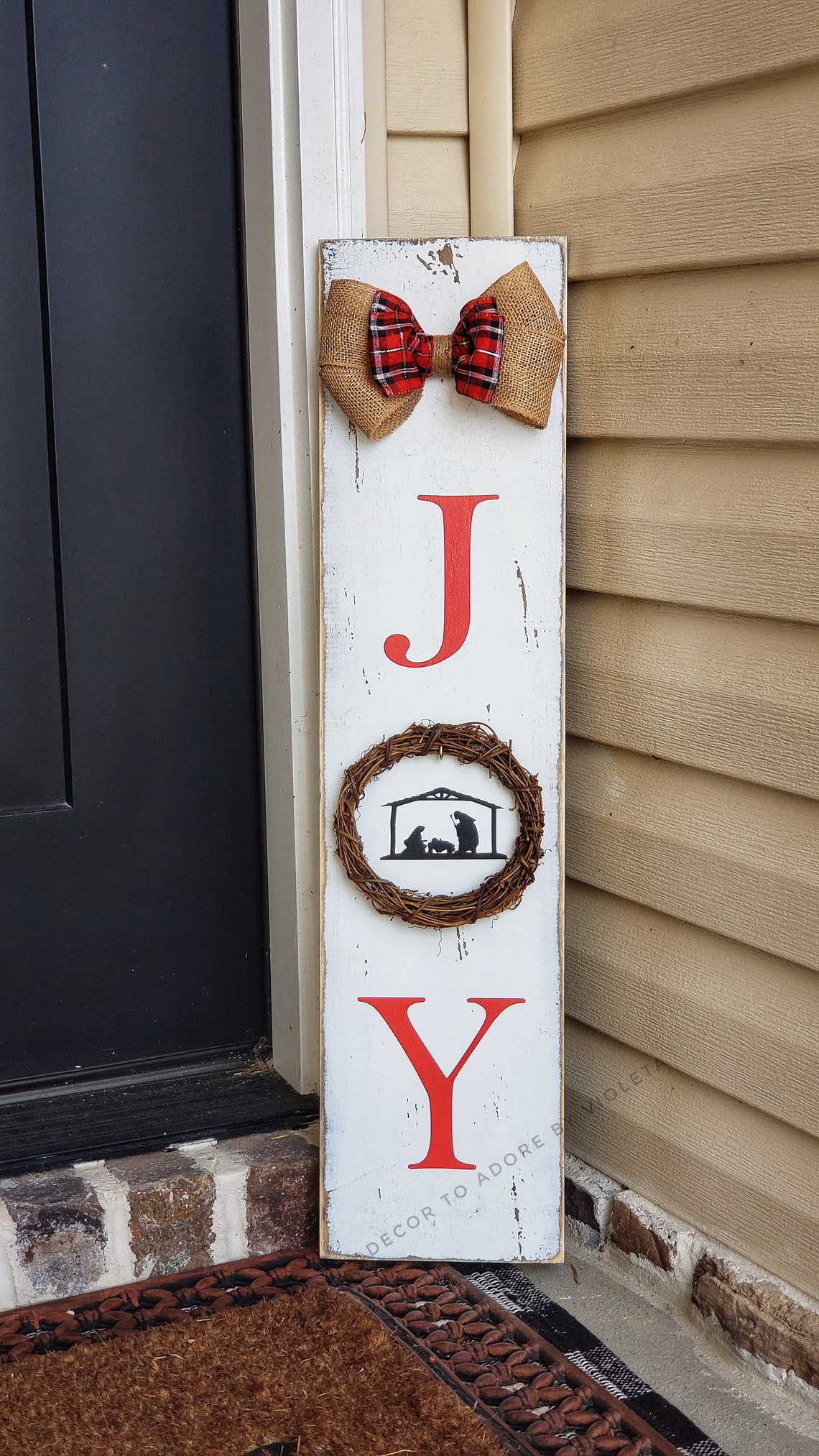 Door Leaner Front Porch Board Christmas Door Decor Manger Etsy