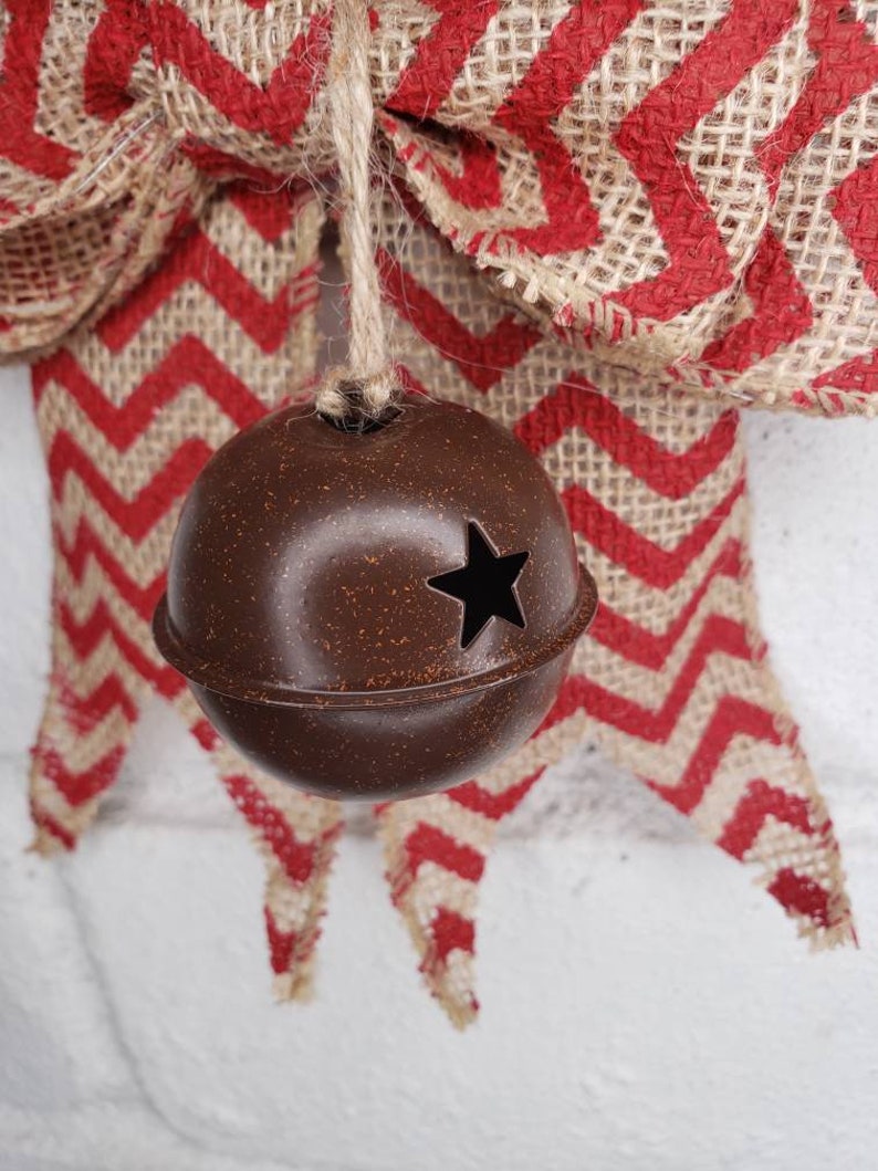 Christmas farmhouse door knob hanger with jingle bell accent Etsy