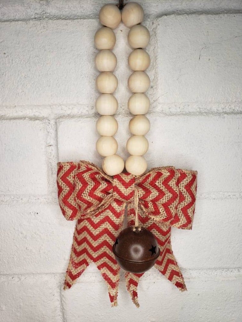 Christmas farmhouse door knob hanger with jingle bell accent Etsy