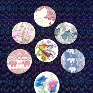 Absorbent coaster ultra clay vintage two pieces set Nature Way animals thai design for beverage glass cup  table collection