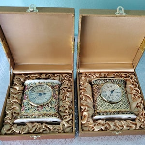 Antique clock gold bone china thai benjarong porcelain in silk box