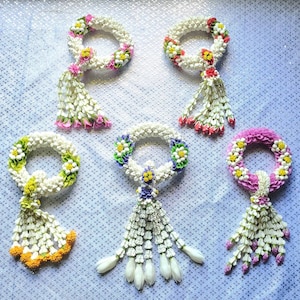 Vintage flower garland  thai malai clay handmade art thai origins gift decorative