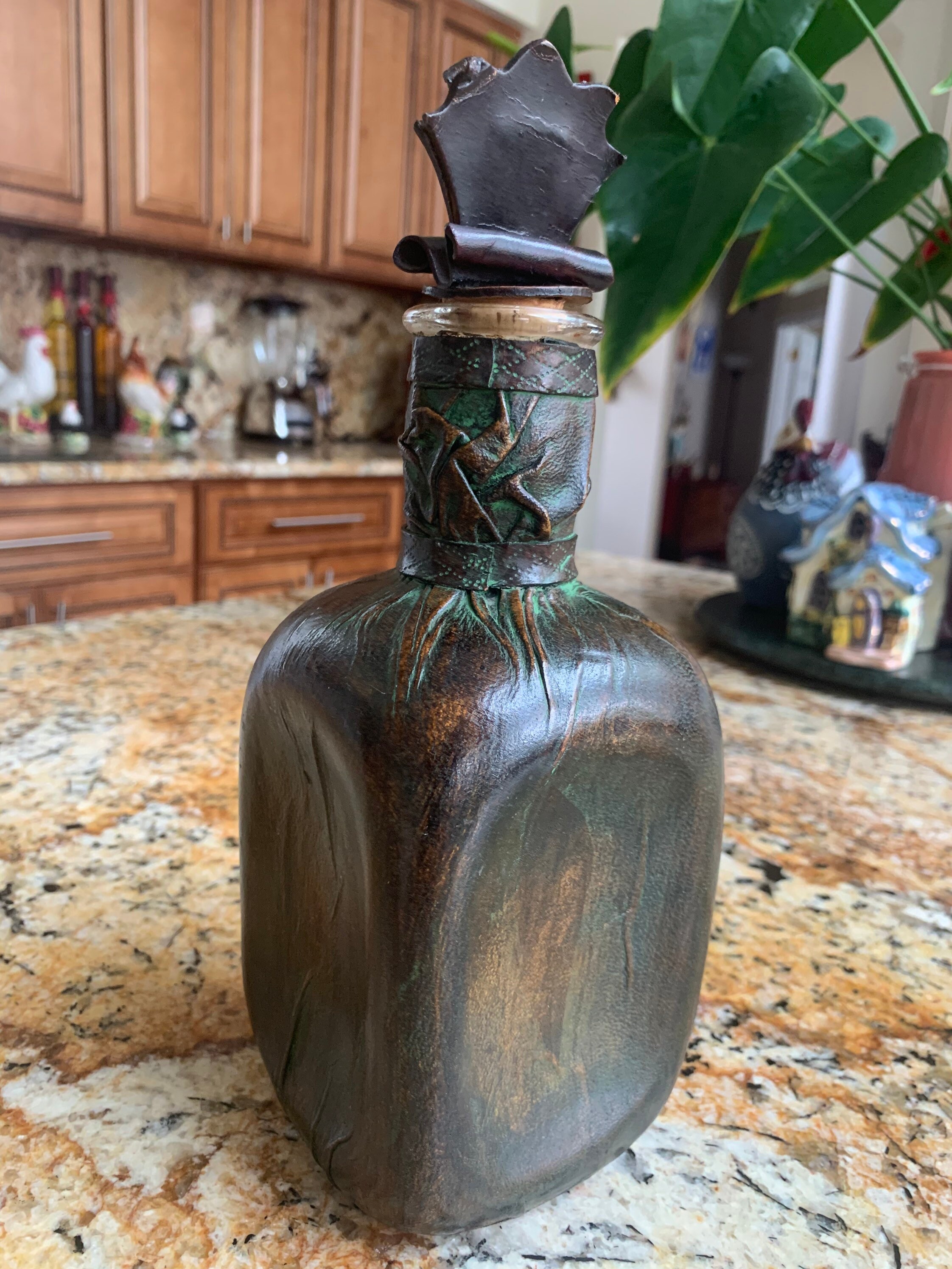 Vintage Italian Leather Wrapped Bottle. Etsy