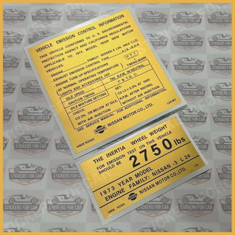 Datsun 240Z 1973 Emission and Weight Decal Sticker 14805 14808 N3300 - Etsy