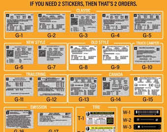 GM Number Information Tire Loading and Trailer Loading Sticker Replica