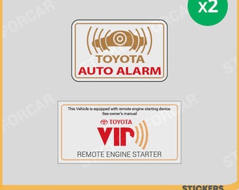 Toyota Alarm Decals and Remote Engine Starter Inside Glass, Window Sticker