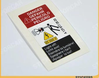 Mercedes Xenon Light High Voltage Warning Label Sticker A1298172820