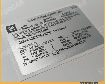 GM VIN Sticker USA Quality Replica