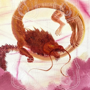Original Fantasy Painting, &quot;Year of the Dragon&quot;, Oriental Painting, Oriental Dragon Gift, Dragon Oil Painting, Printable Fantasy Art