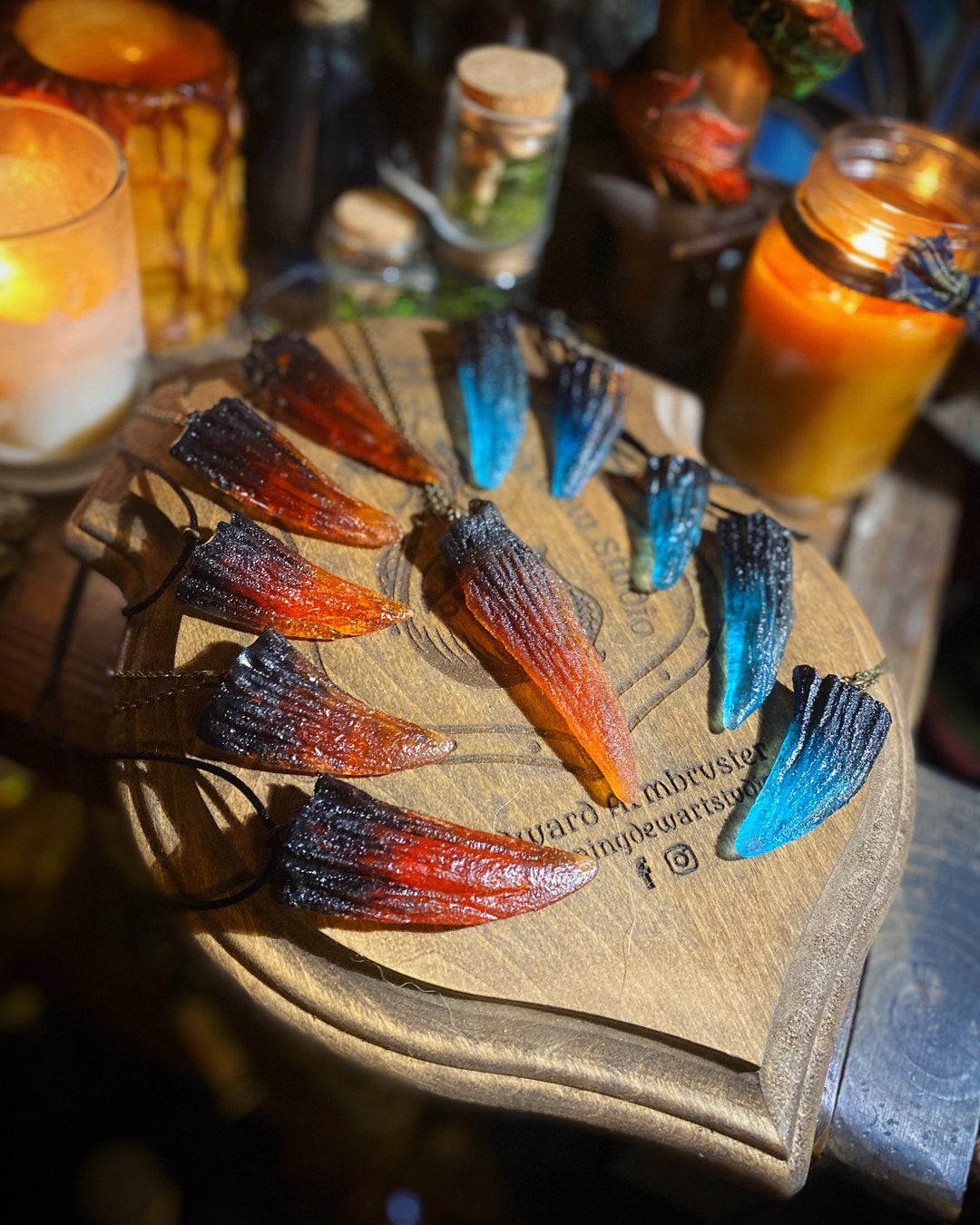 Dragon Tooth Necklace Pendant, Resin Pendant, Crystal, Dragon Art