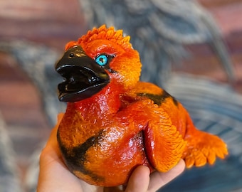 Hand-Made Phoenix Sculpture | Baby Phoenix Statue | Hand-Sculpted Phoenix Figure | Animal Totem Gift | Fantasy Gift For Boyfriend