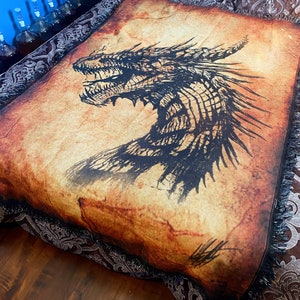 Woven Dragon Blanket | Cotton Dragon Blanket | Fantasy Art Decor | Super Soft Sustainable Cotton Blanket | Dungeon Master Gift For Boyfriend