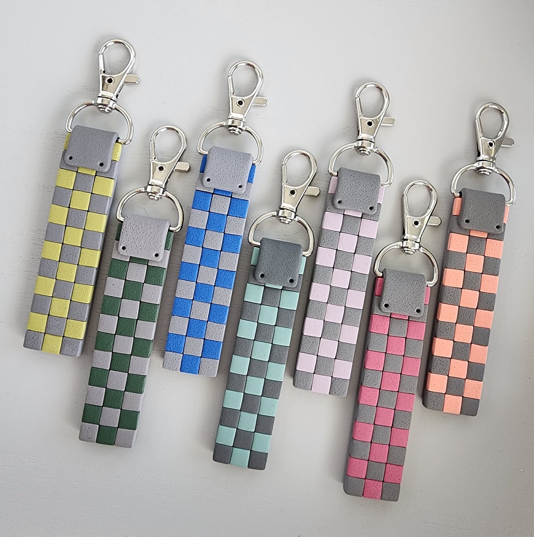 Checker Scrap Keychains | Handmade Polymer Clay Keychain | Clay Tree Co ...