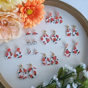Orange Dahlia Collection | Handmade Polymer Clay Earrings | Clay Tree Co.