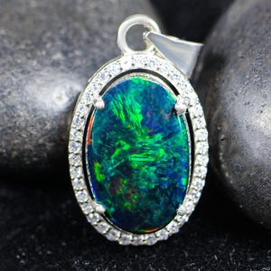 Colgante de ópalo de fuego negro vintage: plata de ley 925, ópalo etíope AAA.