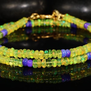 Ethiopian Opal Beaded Necklace: Vintage Fire Rondell Jewelry.