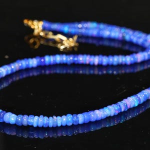 Natural Ethiopian Opal Beaded Necklace, 925 Sterling Silver.