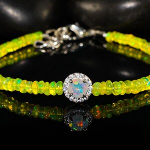 Natural fire Yellow and White Rondell beads bracelet, Minimalist bracelet, AAA Ethiopian opal beaded bracelet, Vintage fire Rondell beads
