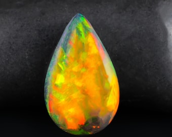 12.00 Crt AAAA Ethiopian Opal Cabochon: Rare Fire Opal Stone Pear Shape Loose Gemstone.