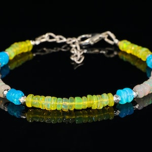 Minimalist Fire Opal Beaded Bracelet: 925 Sterling Silver, Handmade Bracelet