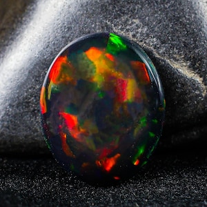 9.10 Crt, Natural fire black opal, Cabochon loose opal stone making ring or pendant, AAA Ethiopian opal, AAA Ethiopian opal stone, Real opal