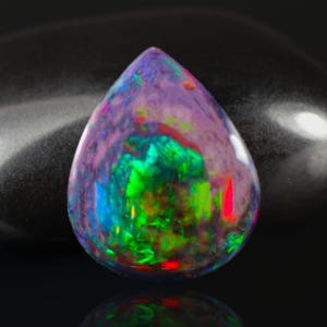 15.70 Crt Top Seltenes Feuer Schwarz Opal Birne Cabochon: Oktober Geburtsstein