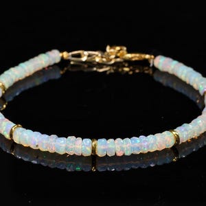 Handmade opal beaded bracelet for women, Vintage fire opal jewelry, Silver bracelet, Gold bracelet, Minimalist bracelet, Gift for her
