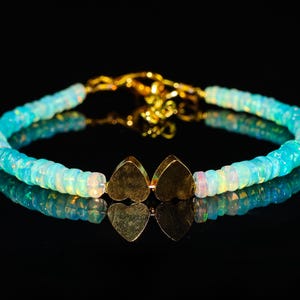 Vintage fire opal beaded bracelet for women, Natural fire opal jewelry, AAA Ethiopian opal beaded bracelet Genuine fire opal shaded bracelet