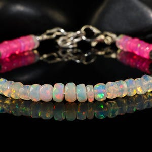 AAA Ethiopian opal beaded bracelet, Vintage fire opal bracelet, Natural fire opal bracelet, Faceted opal beaded bracelet Minimalist bracelet
