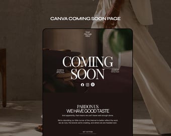 Coming Soon Website Template for Canva | Editable Launch Landing Page | Under Construction Template | Nutmeg