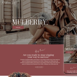 Mulberry Wordpress Template, Blogger Theme, Coach Theme, Influencer, Fempreneur, Entrepreneur Website Template