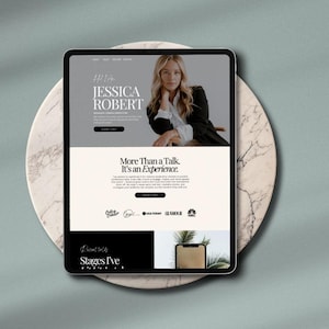 Mobile-friendly speaker website template editable in Canva with modern layout
