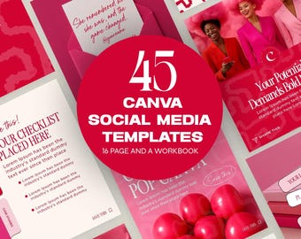 Canva-sjablonen Carrousel Social-mediabundel voor coaches Consultants en dienstverleners Werkmapsjabloon Vrouwelijk roze ontwerp Mediakit