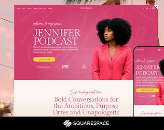 Squarespace Podcast Website Template: Modern Design for Female Entrepreneurs