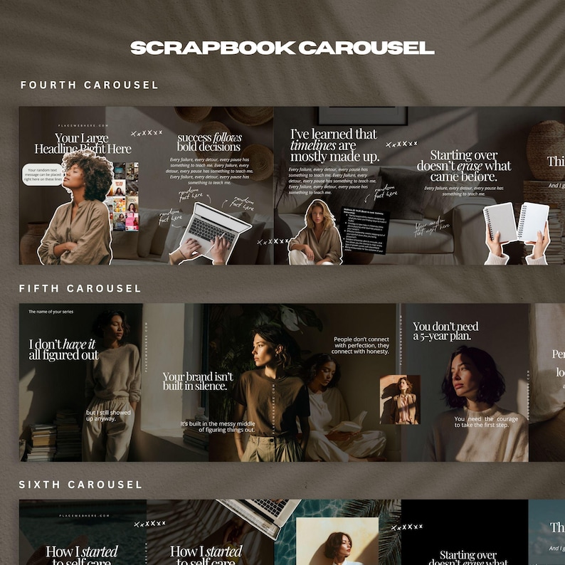 Minimalistic Carousel Templates Scrapbook Instagram Canva Editable ...