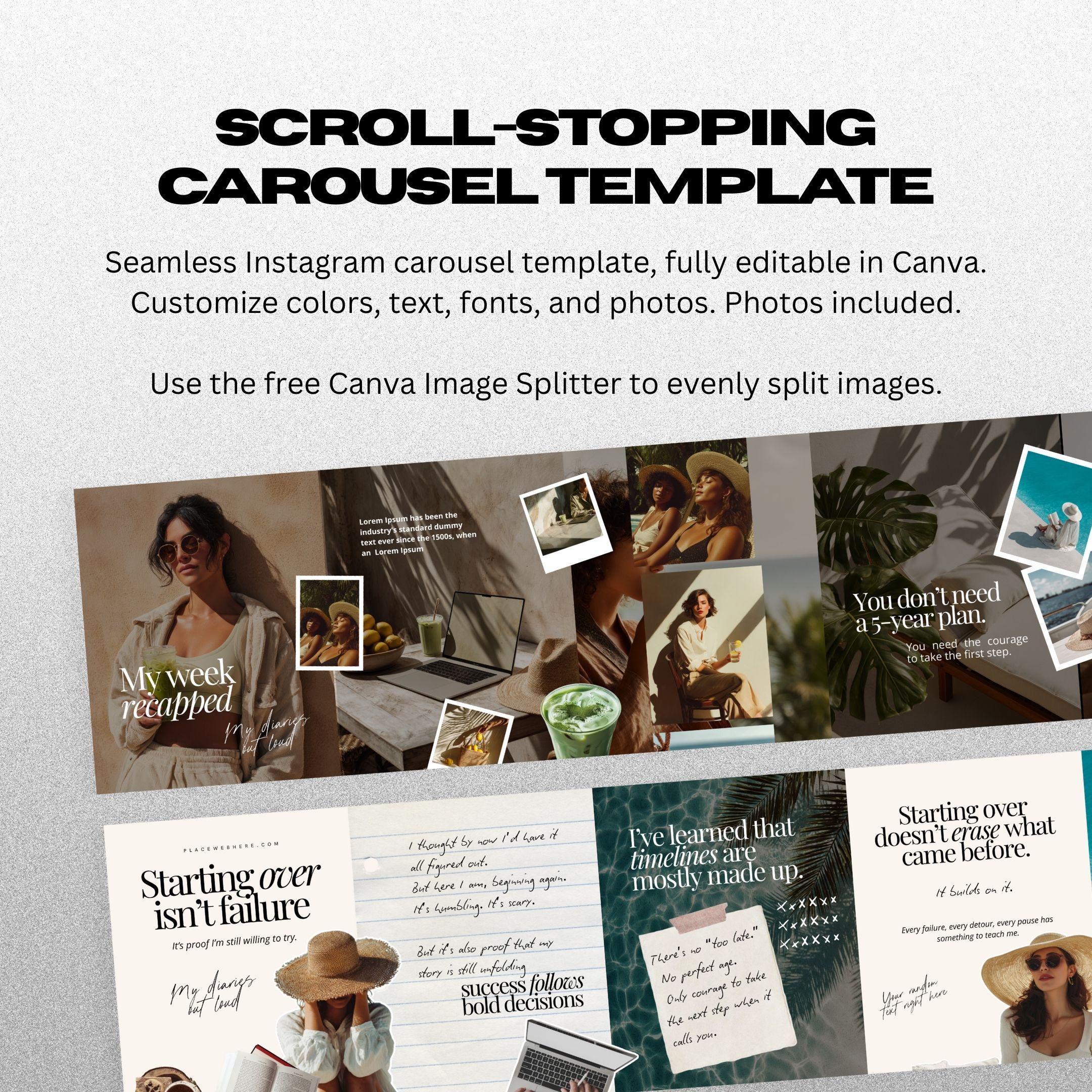 Minimalistic Carousel Templates Scrapbook Instagram Canva Editable ...