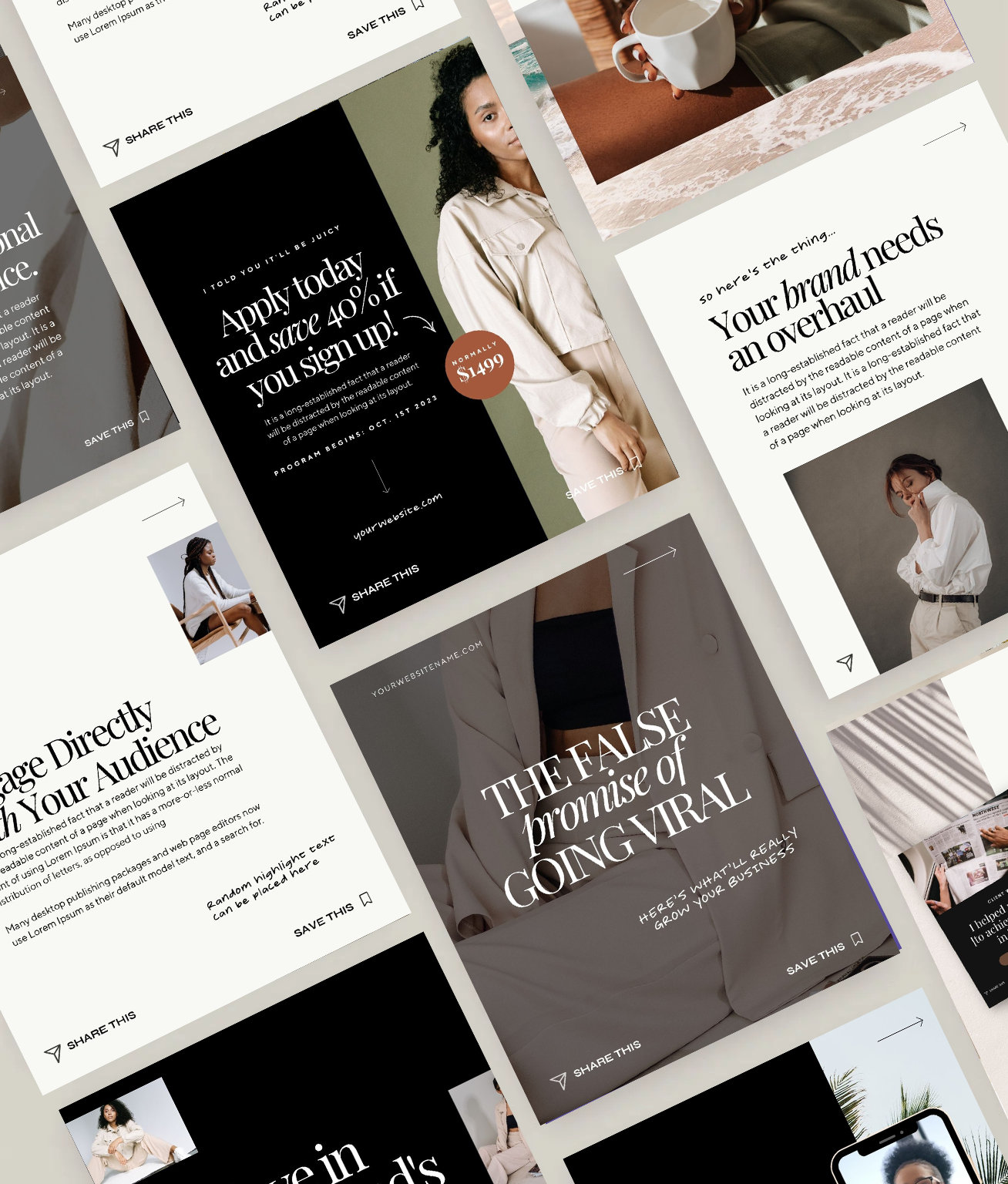 Luxe Canva Carousel Social Media Bundle Editable Aesthetic Minimal ...