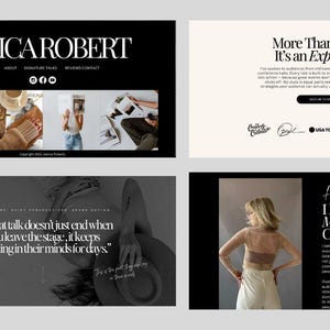 Professional speaker website design with about page, speaking topics, and testimonials