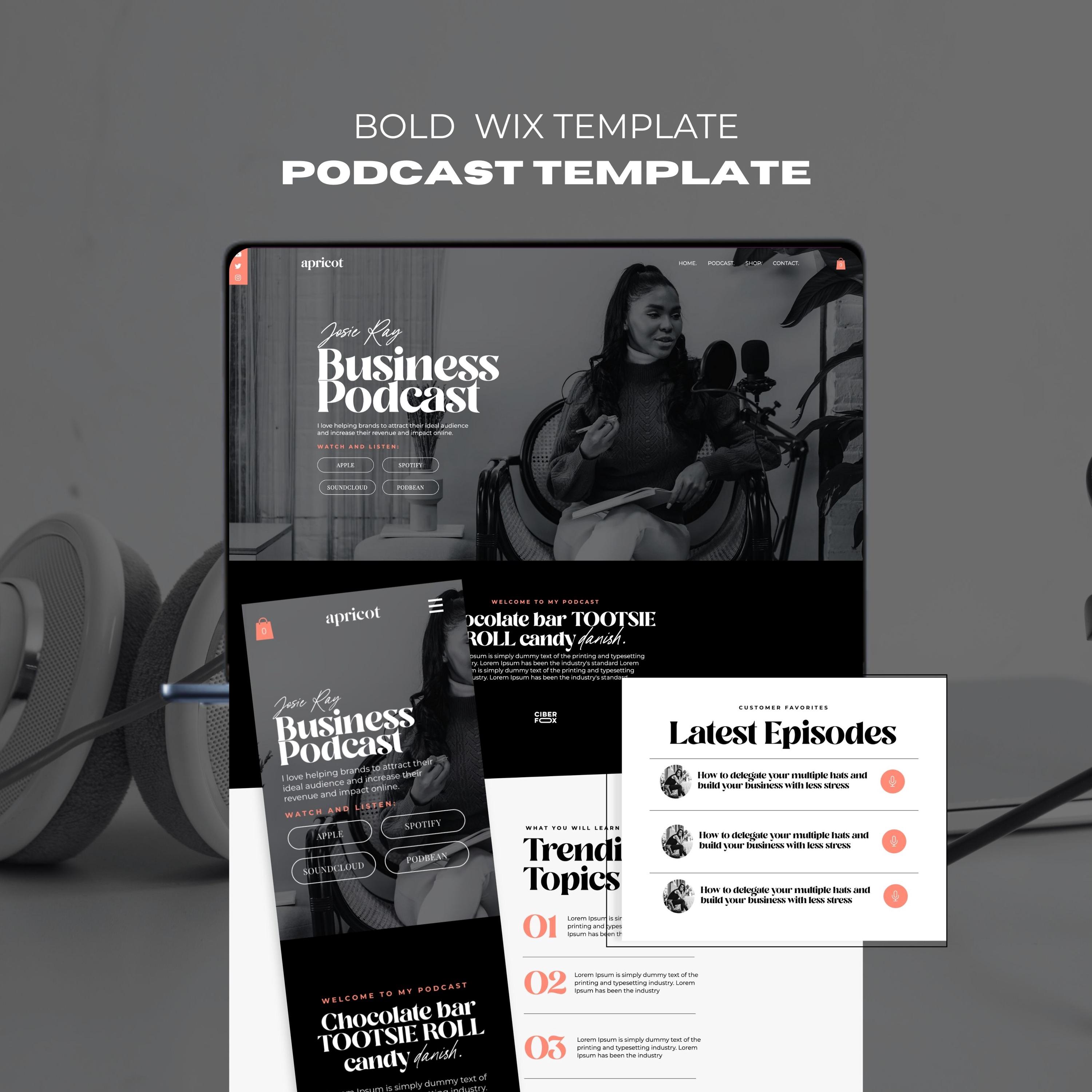 Website Template Wix Podcast Template Influencer Blogger Personal Brand Landing Page Web Design Coach Speaker Content Creator Website
