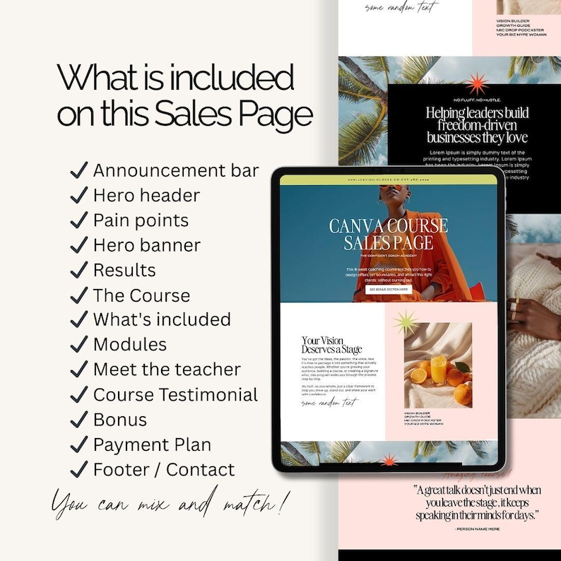 Editable Canva Course Sales Page Template Modern Editorial Landing Page ...