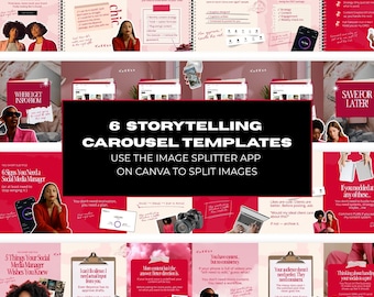 Pink & Red Carousel Templates Scrapbook Instagram Canva Editable Carousel Posts Aesthetic Storytelling Templates Social Media Manager
