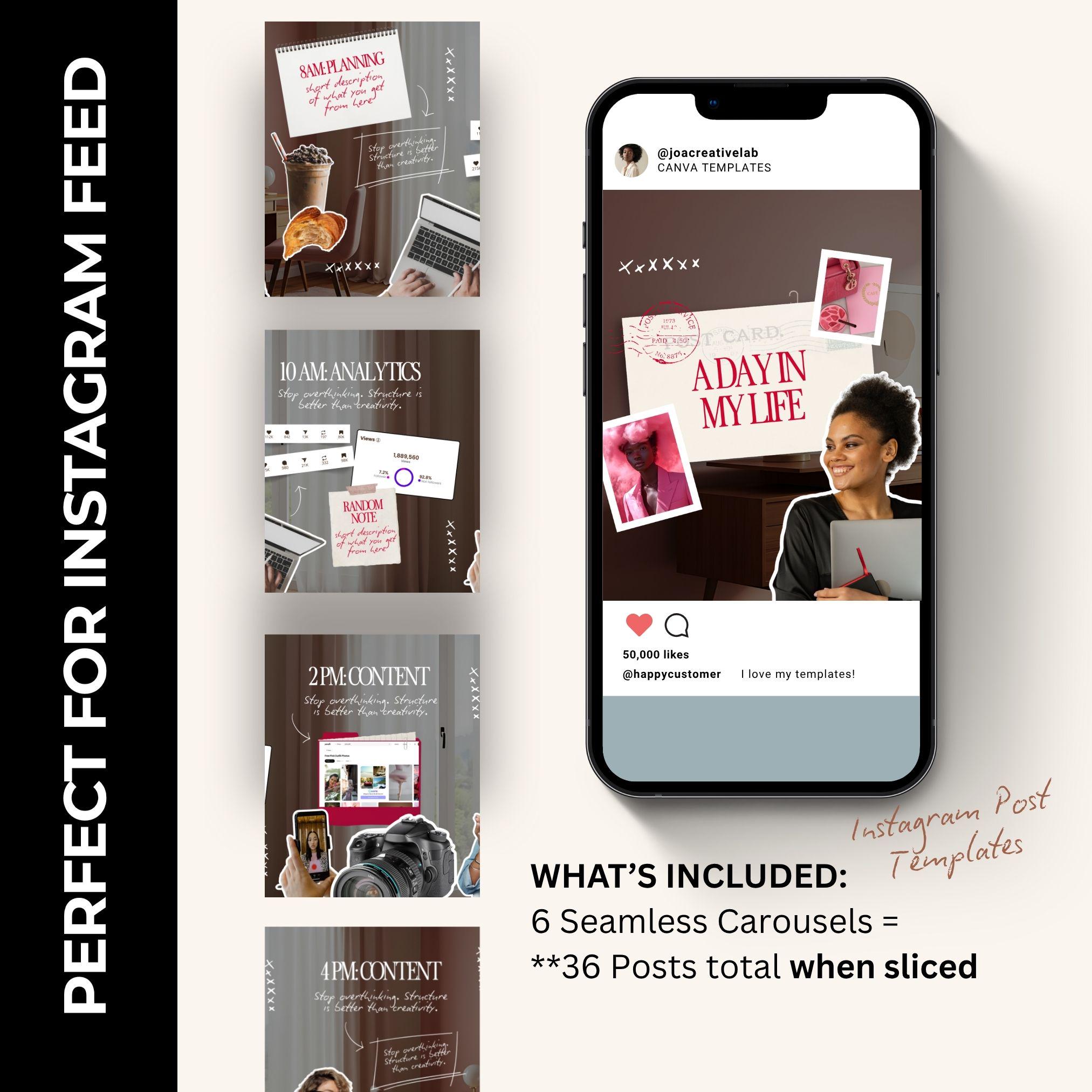 Pink & Red Carousel Templates Scrapbook Instagram Canva Editable ...