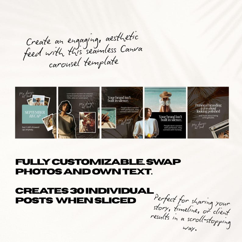 Minimalistic Carousel Templates Scrapbook Instagram Canva Editable ...