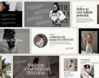 Canva Webinar Presentation Slides, Luxe Minimalist Design (50 Slides)